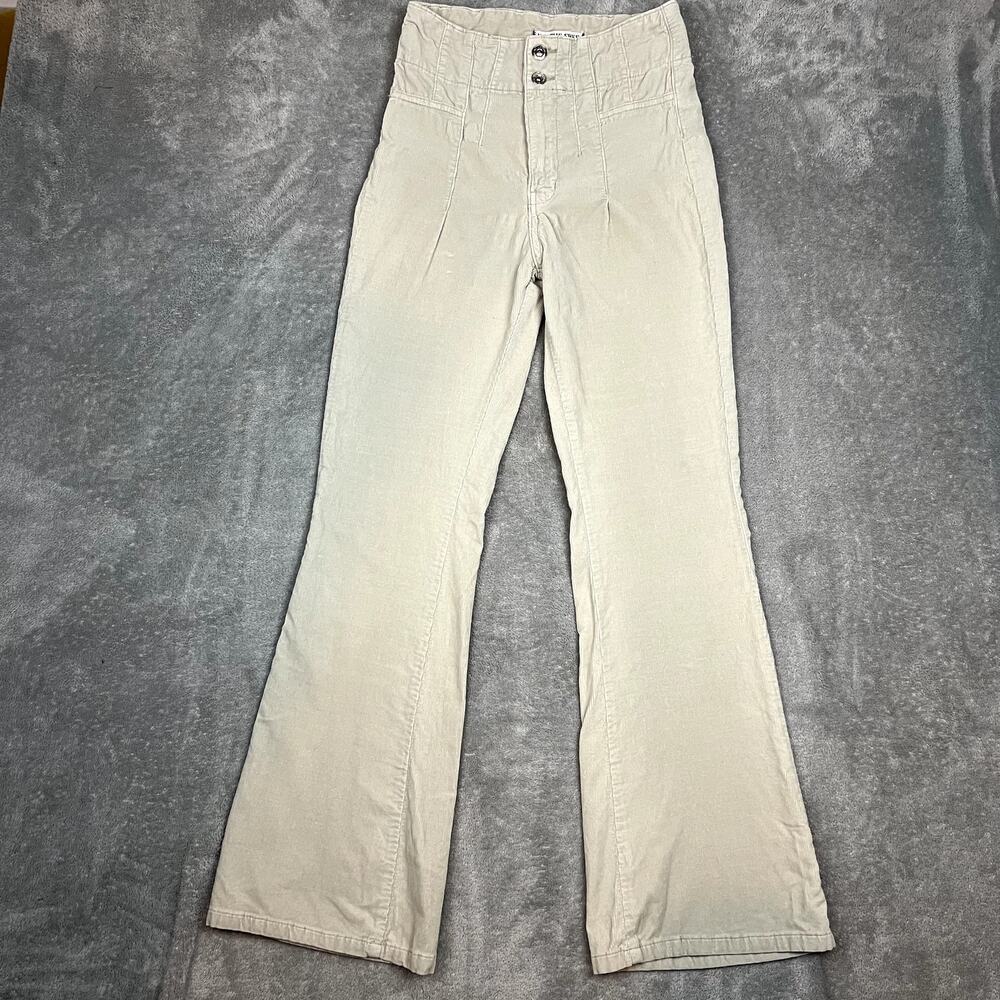 We the Free Wilder Flare Corduroy‎ Pants Womens 26 Beige High Rise Stretch Denim